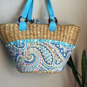 Vera Bradley Straw & Floral Print Spring/Summer Tote Bag